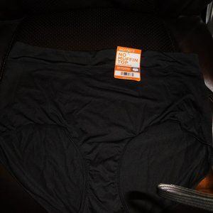 NWT xxxl WARNER'S NO MUFFIN TOP BLACK BRIEF PANTY NO PINCH 3XL/10